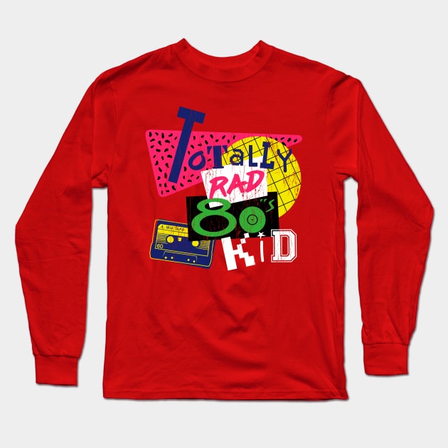 Rad Eighties Kid Long Sleeve T-Shirt by Stationjack